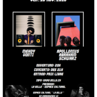 16/11 – ApOllonius AbRaham ScHwarz + Mehdy Vonti (experim. rock, rap & electro, CH)